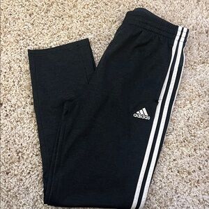 Adidas Kids Charcoal Joggers with White Stripes